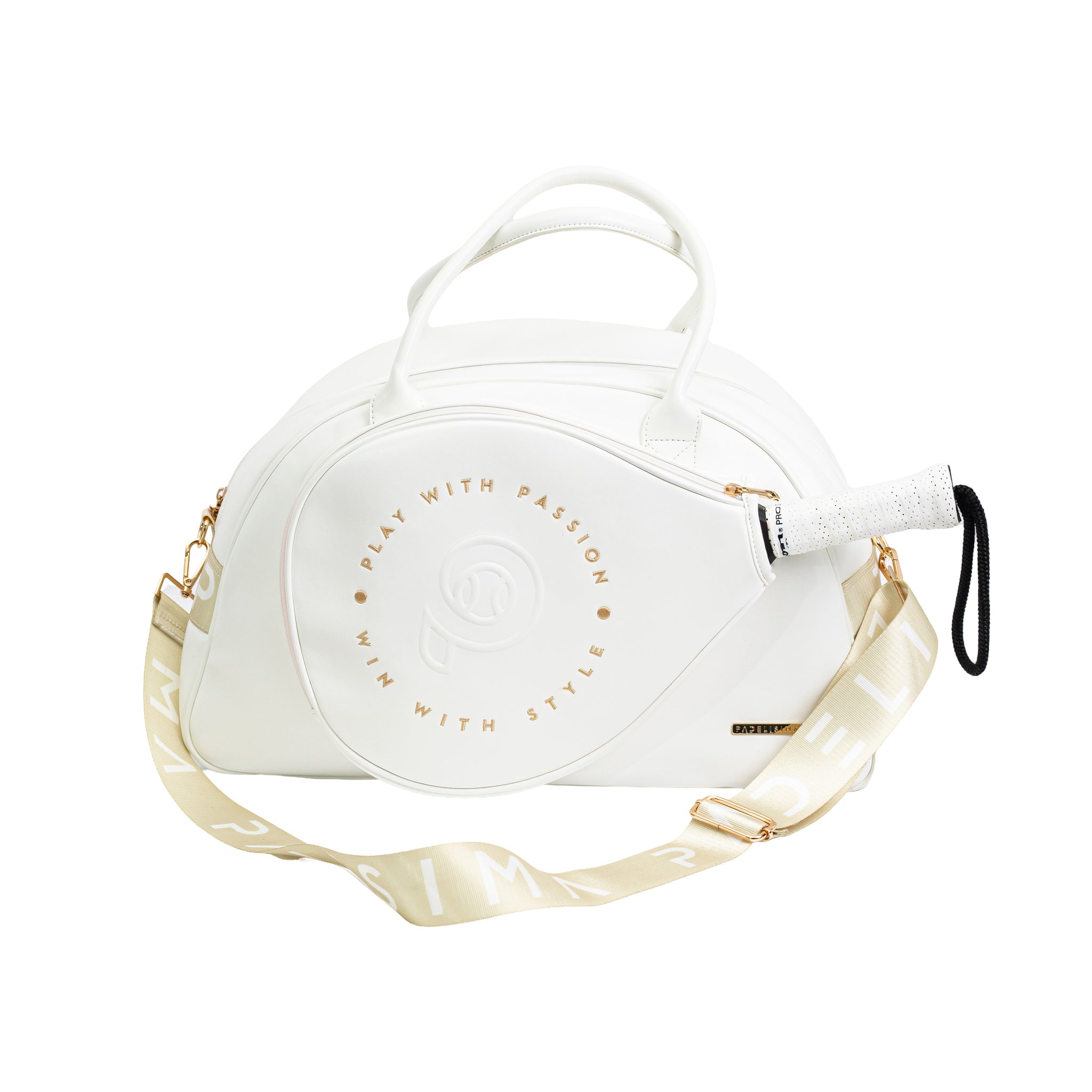 Paletero de mujer blanco y oro XL