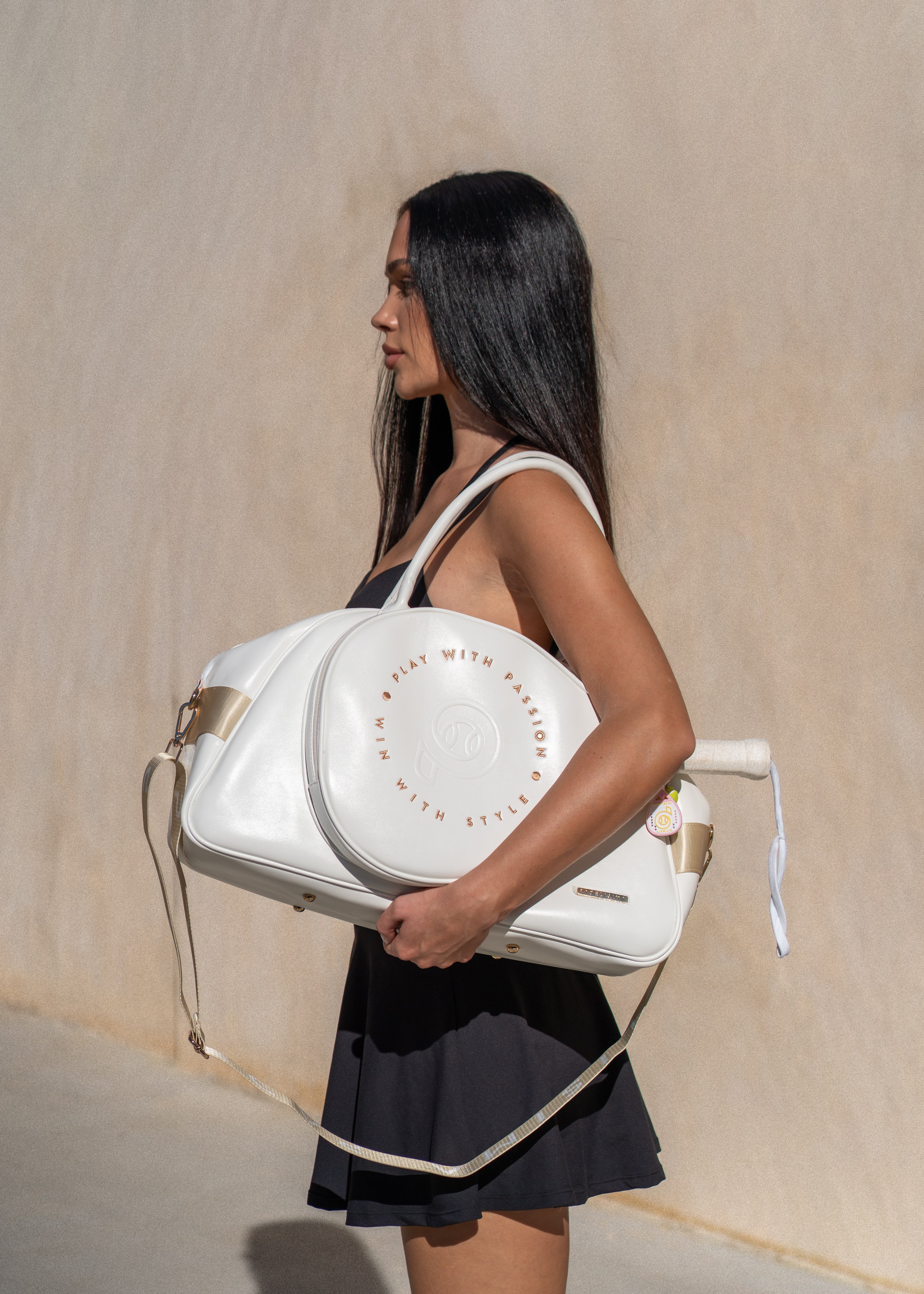 Paletero de mujer blanco y oro XL